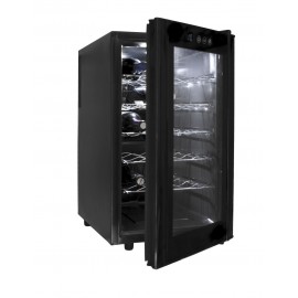 Armário de refrigerador elétrico preto 48L com 18 garrafas.