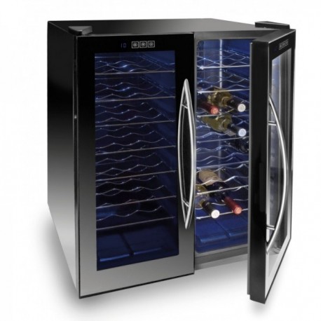 Armario refrigerador eléctrico negro 140L de 48 botellas.(Doble cámara)