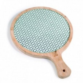 TABLA DE CRISTAL Y BAMBÚ REDONDA DE LACOR 24.5 CM