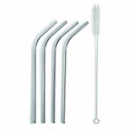 Defina 4 palhas + pincel de aço inoxidável lacor