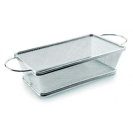 Cesta com alças para servir porções sobre a mesa.