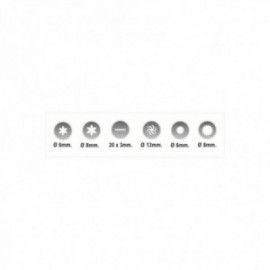 Definir 6 bocais variados (rosa, fita, hélice e estrela)