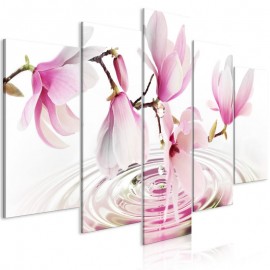 Quadro - Magnolias over Water (5 Parts) Wide Pink