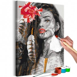 Quadro pintado por você - Woman With Feather