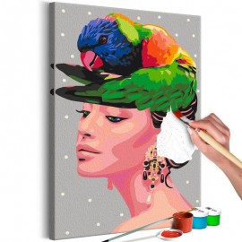 Cuadro para colorear - Parrot on the Head