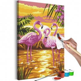 Quadro pintado por você - Flamingo Family
