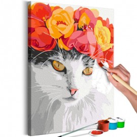 Quadro pintado por você - Flowery Cat