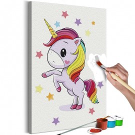 Quadro pintado por você - Rainbow Unicorn