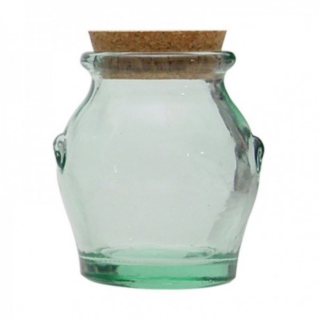 MIELERA 0,5 L. CON TAPA DE CORCHO VIDRIO RUSTICO