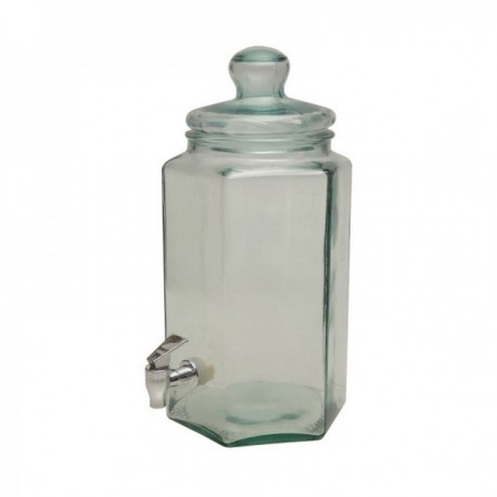 TARRO 39 CM. 6,5 L. HEXAGONAL C/TAPA VIDRIO/GRIFO