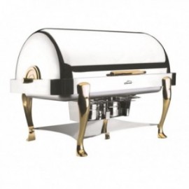 CHAFING DISH ROLL TOP PATAS LATÓN 1/1 DE LACOR 53X32.5X6.5 CM