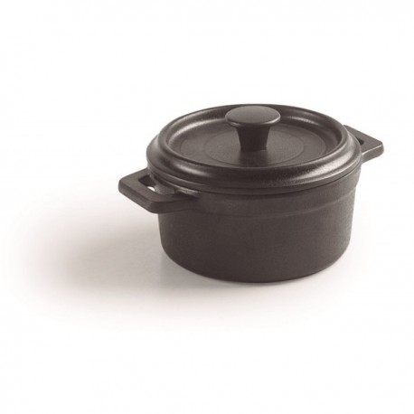 MINI-COCOTTE BLACK DE MELAMINA CON TAPA DE LACOR 10 CM
