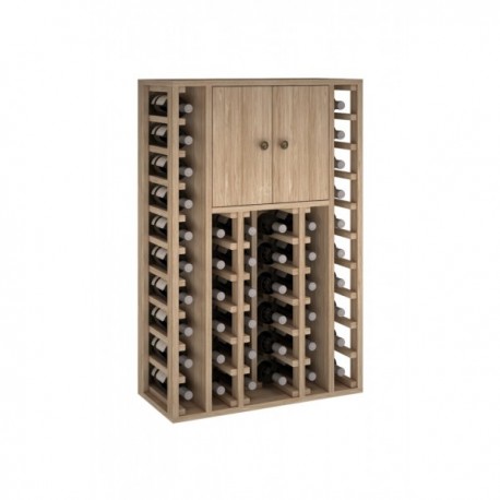 BOTELLERO DE MADERA DE ROBLE CON PUERTAS para 46 Botellas color Roble Natural GODELLO