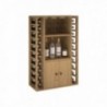 BOTELLERO DE MADEIRA COM PORTAS E SUPORTE PARA COPOS para 20 Garrafas + Licor+9 Copos Pine Light Carvalho GODELLO