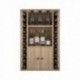 BOTELLERO DE MADERA CON PUERTAS Y SOPORTE PARA COPAS para 20 Botellas + licores+9 copas color Pino Negro GODELLO