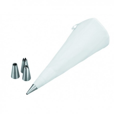 JUEGO 4 BOQUILLAS INOXIDABLE+MANGA REPOSTERÍA 30CM DE LACOR