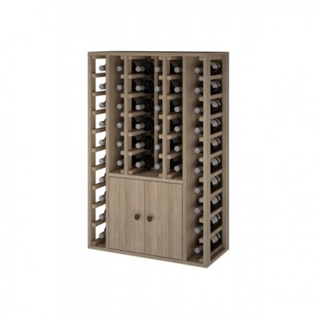 BOTELLERO DE MADERA DE PINO CON PUERTAS para 46 Botellas color Pino Negro GODELLO
