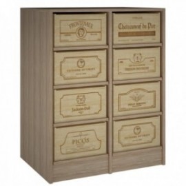 BOTELLERO DE MADERA DE ROBLE, GRAN TAMAÑO PARA CAJAS para 12 cajas color Pino oscuro GODELLO