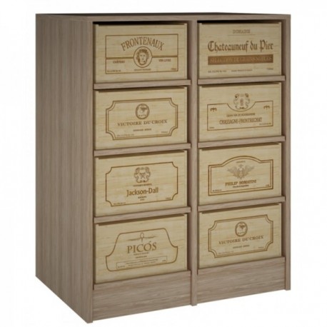 BOTELLERO DE MADERA DE ROBLE, GRAN TAMAÑO PARA CAJAS para 12 cajas color Pino Negro GODELLO