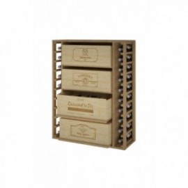 GARRAFA DE MADEIRA DE PINHEIRO PARA GARRAFAS E CAIXAS DE 12. para 20 garrafas+4 caixas cor Black Pine GODELLO