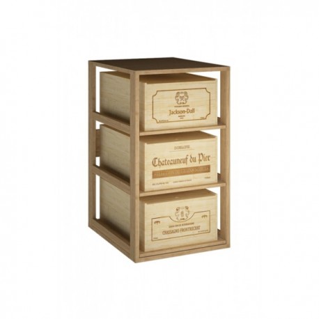 MUEBLES PARA 3 CAJAS DE 12 BOTELLAS para 3 cajas de 12 botellas color Pino Roble claro GODELLO