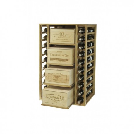 BOTELLERO DE MADERA DE PINO PARA BOTELLAS Y CAJAS para Total 68 botellas color Pino Roble claro GODELLO