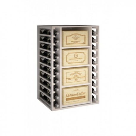 BOTELLERO DE MADERA DE PINO PARA BOTELLAS Y CAJAS para Total 68 botellas color Barniz Blanco GODELLO