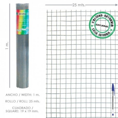 Galvanizada MSH ELETROSOLD 25X25 / 1,60 / 100 cm. GD Roll 25 metros.