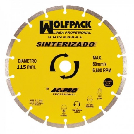 Disco de diamante de 115 mm. Trabalho segmentado de cantor em geral