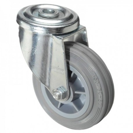 Rueda Industrial Goma Gris Pasante 100 mm. Rueda Industrial Goma Gris Pasante 100 mm.