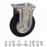 Roda industrial de borracha preta fixa 160 mm.