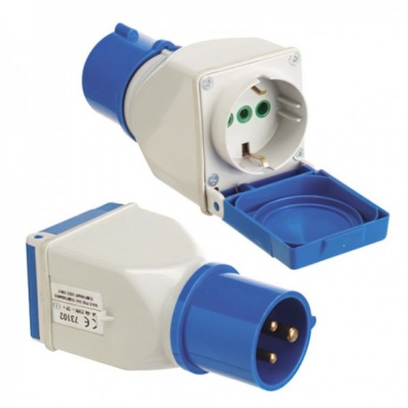 Adaptador industrial Cetac Schuko simples 2p com capa