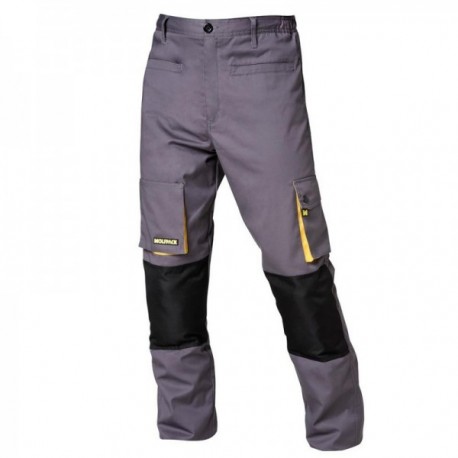 Calças longas, multibolsillos, joelho resistente e reforçado, tamanho cinza/amarelo 54/56 xxl