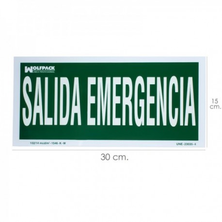 Pôster de saída de emergência 15x30 cm.