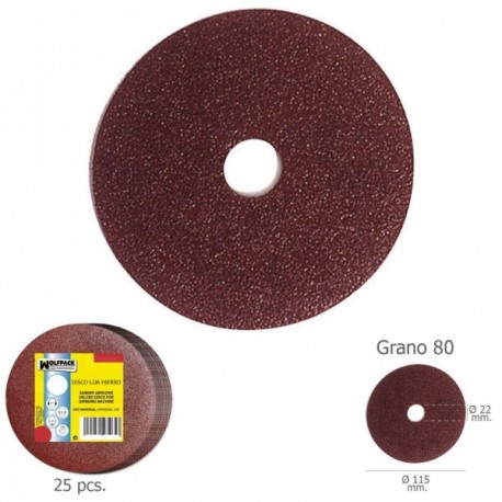 Ferro de disco 115x22 mm. Grãos 80 (pacote de 25 unidades)