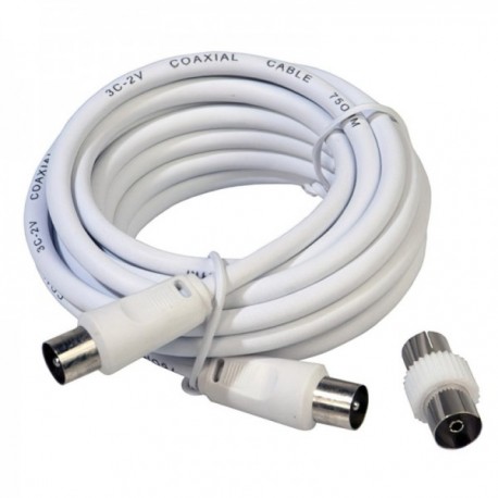 Prolongacionv Video Macho-Macho 3 metros / Ø 9,5 mm. Com adaptador branco-hembrar branco