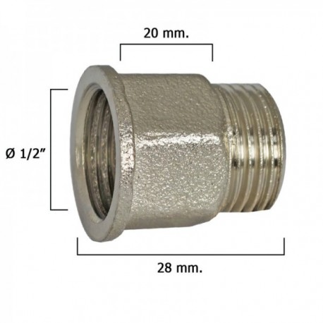 Chrome 1/2x20 hexagonal junto