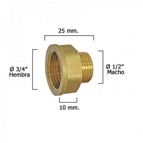 Redução polida de Lenglerado hexagonal 1/2 homem - 3/4 fêmea x m10
