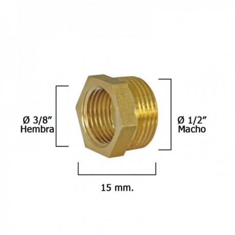 Redução hexagonal polida 1/2 "masculino x 3/8" fêmea