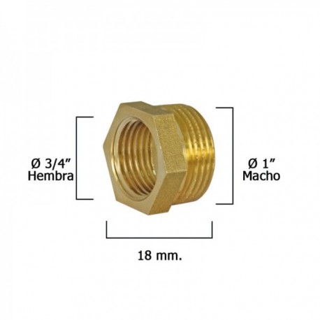 Redução hexagonal polida 1 "macho x 3/4" fêmea