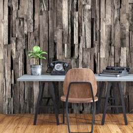 Fotomural autoadhesivo - Wooden Curtain (Dark Brown)