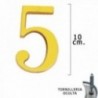 Número de latão "5" 10 cm. Com tornilleia escondida (bolha de 1 peça)