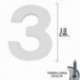 Numero Metal "3" Plateado Mate 10 cm. con Tornilleria Oculta (Blister 1 Pieza)