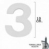 Número de metal "3" Matte Sucket 10 cm. Com tornilleia escondida (bolha de 1 peça)