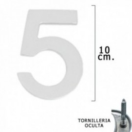 Número de metal "5" Silver Mate 10 cm. Com tornilleia escondida (bolha de 1 peça)