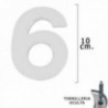 Número de metal "6" fosco chupou 10 cm. Com tornilleia escondida (bolha de 1 peça)