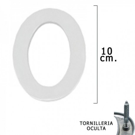 Número de metal "0" Matte Sucket 10 cm. Com tornilleia escondida (bolha de 1 peça)
