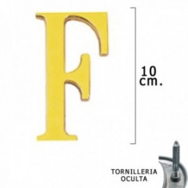 Carta de latão "F" 10 cm. Com tornilleia escondida (bolha de 1 peça)