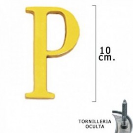 Letra Latón "P" 10 cm. con Tornilleria Oculta (Blister 1 Pieza)