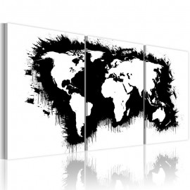 Quadro - O mapa do mundo em preto-e-branco